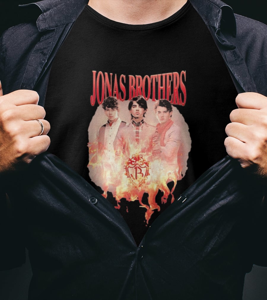 Jonas Brothers Fire Flame Trio Band Photography T-Shirt