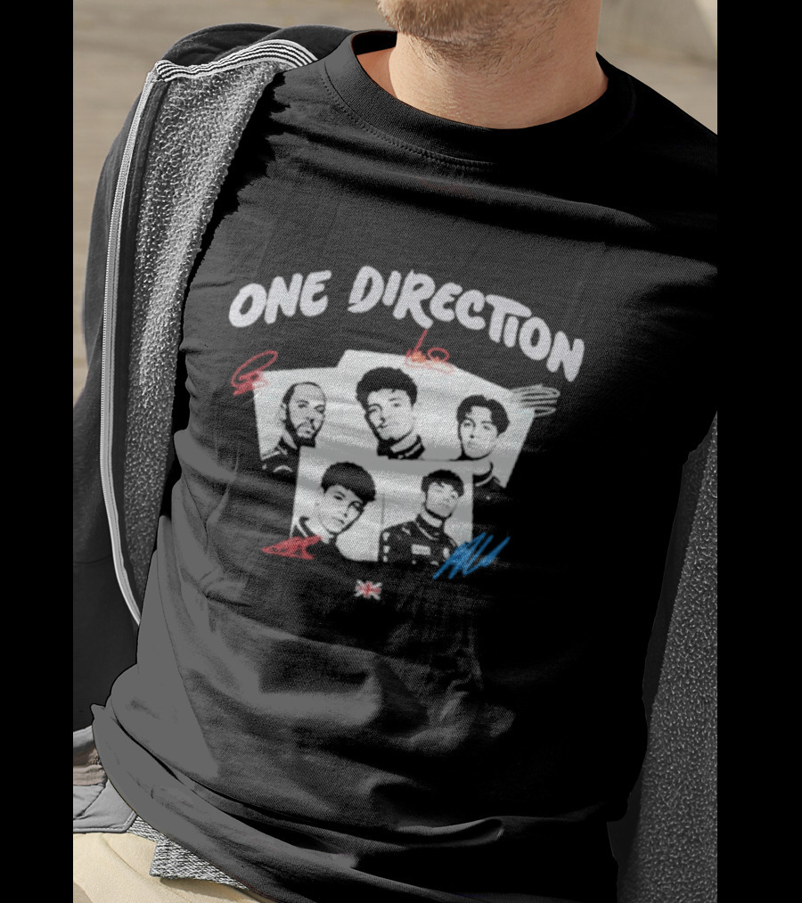 One Direction Band Portraits With Red And Blue Accents T-Shirt