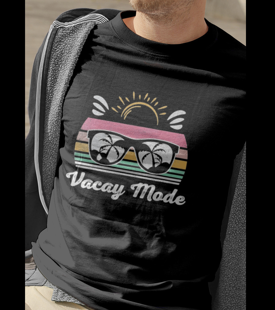 Vacay Mode Sunglasses Palm Tree Sunset Reflection T-Shirt
