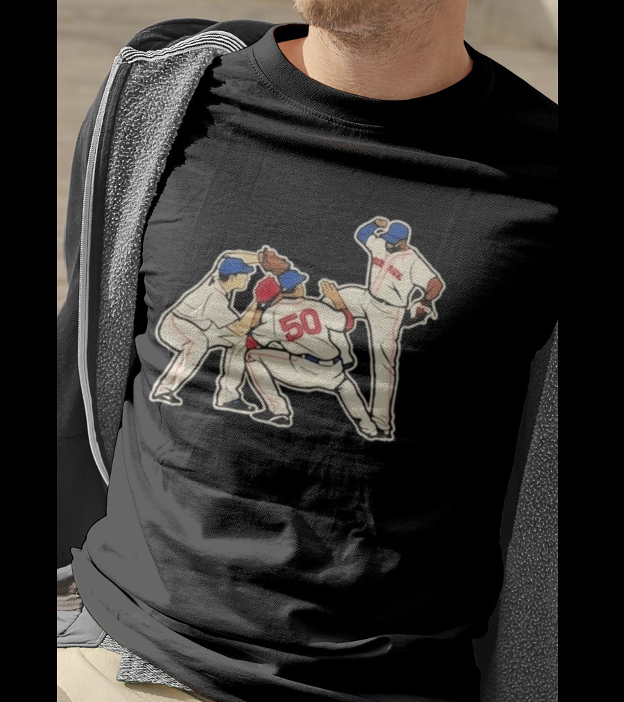 Red Sox Mookie Betts Jackie Bradley Jr Andrew Benintendi Win Dance Repeat Baseball Players Boston Team Celebration T-Shirt