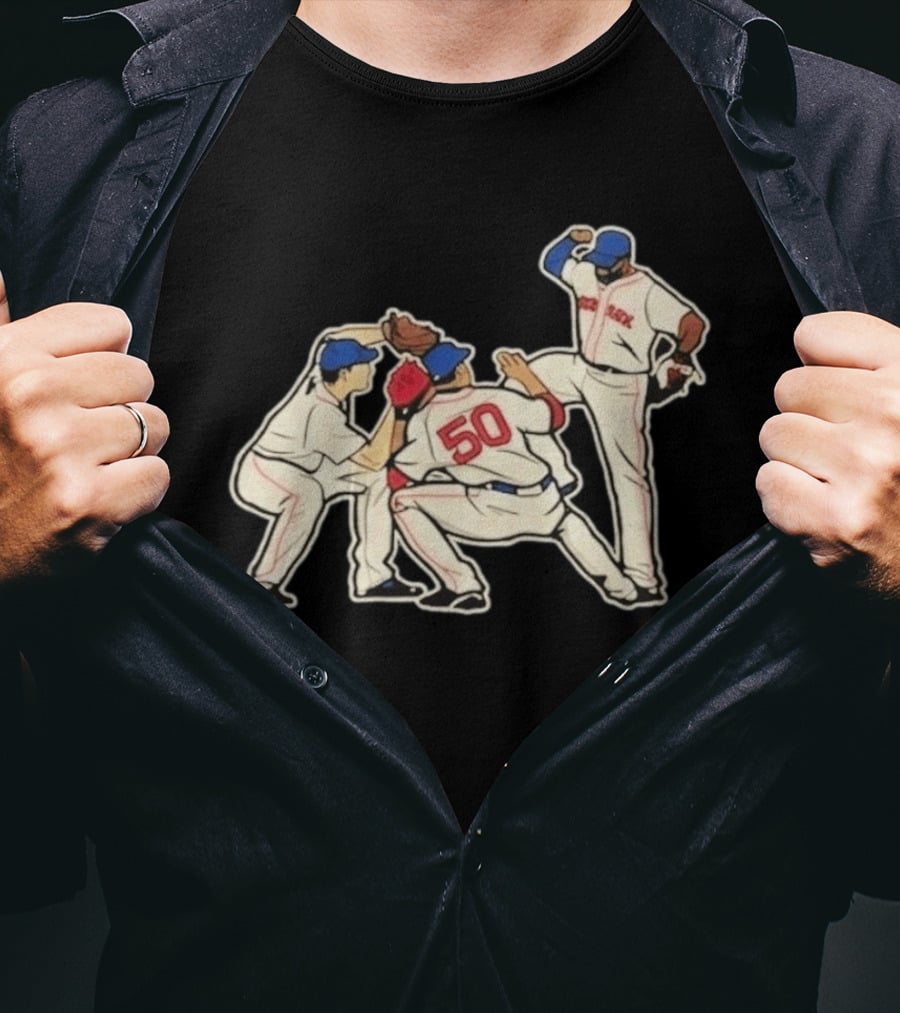 Red Sox Mookie Betts Jackie Bradley Jr Andrew Benintendi Win Dance Repeat Baseball Players Boston Team Celebration T-Shirt