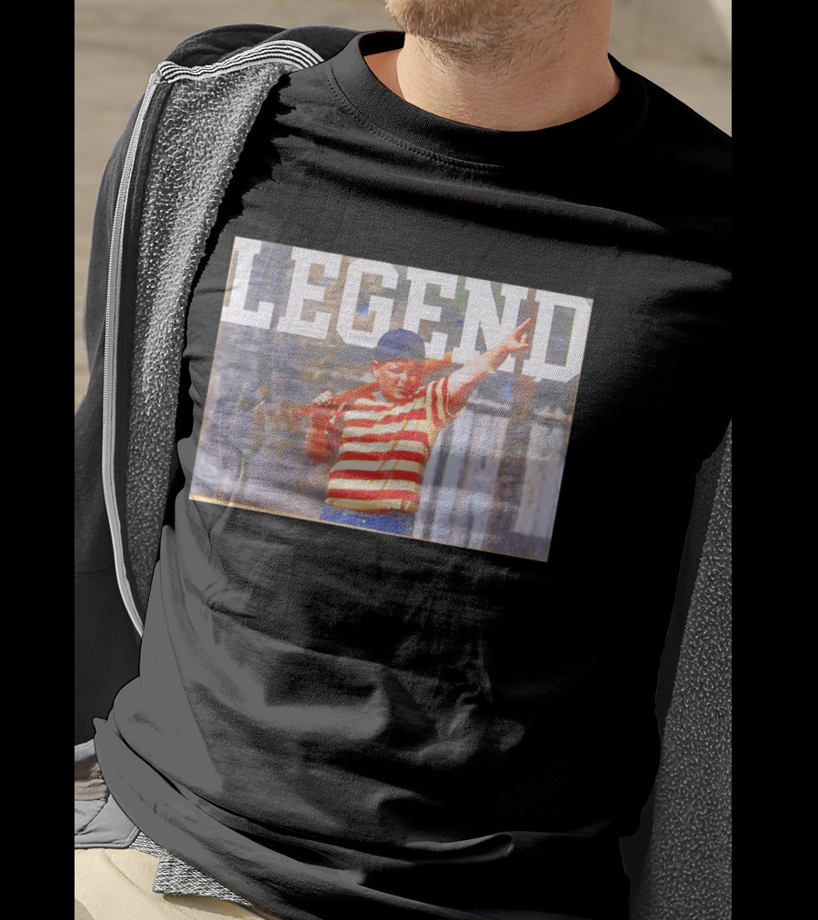 Sandlot Legend Striped Kid Holding Bat Pointing T-Shirt
