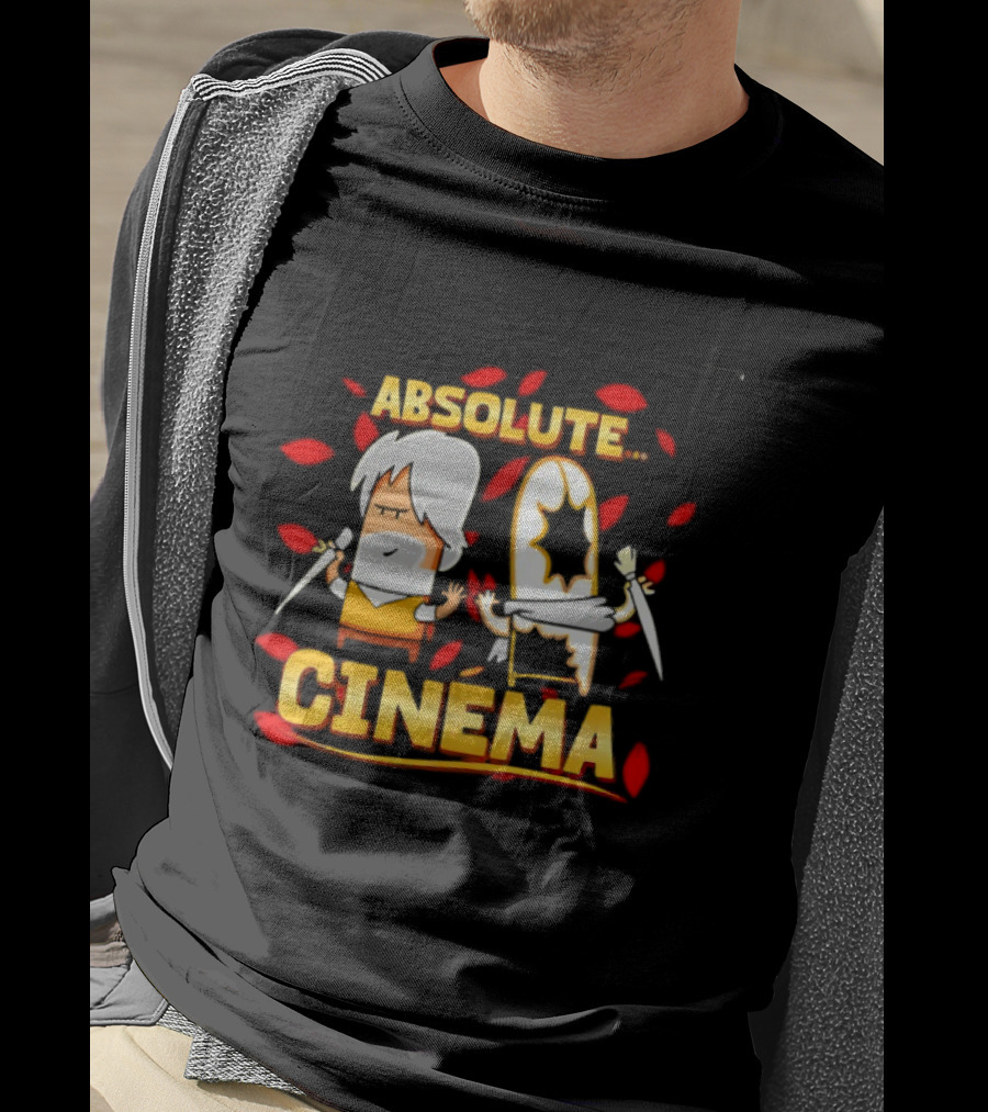 Absolute Cinema Movie Film Reaction Characters With Swords T-Shirt