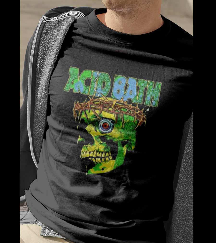 Acid Bath 2026 EU And UK Tour Green Skull Crown Of Thorns Dates Back T-Shirt