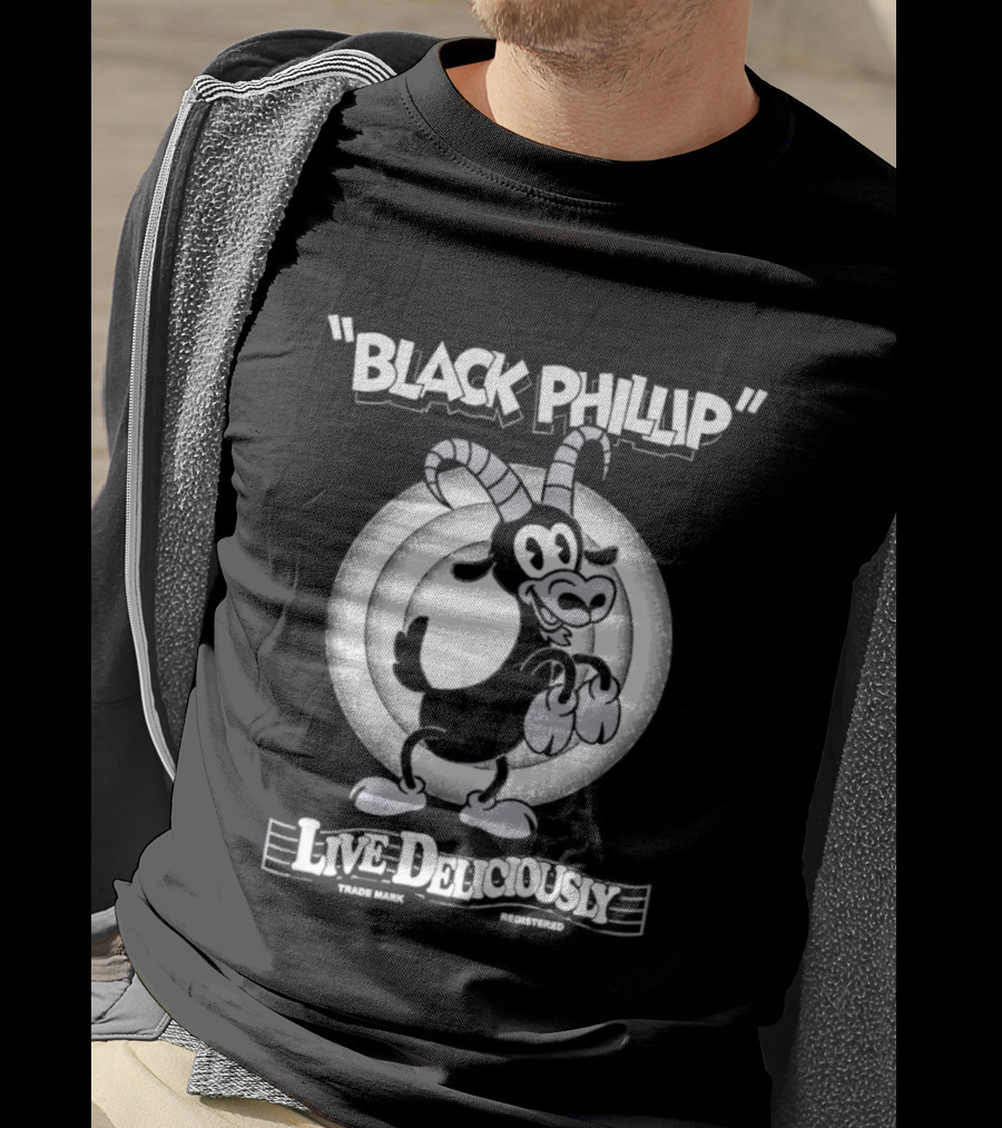 Black Phillip Live Deliciously Retro Cartoon Goat T-Shirt