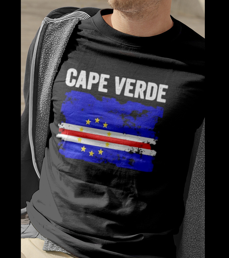 Cape Verde Distressed Flag Design Six Yellow Stars T-Shirt