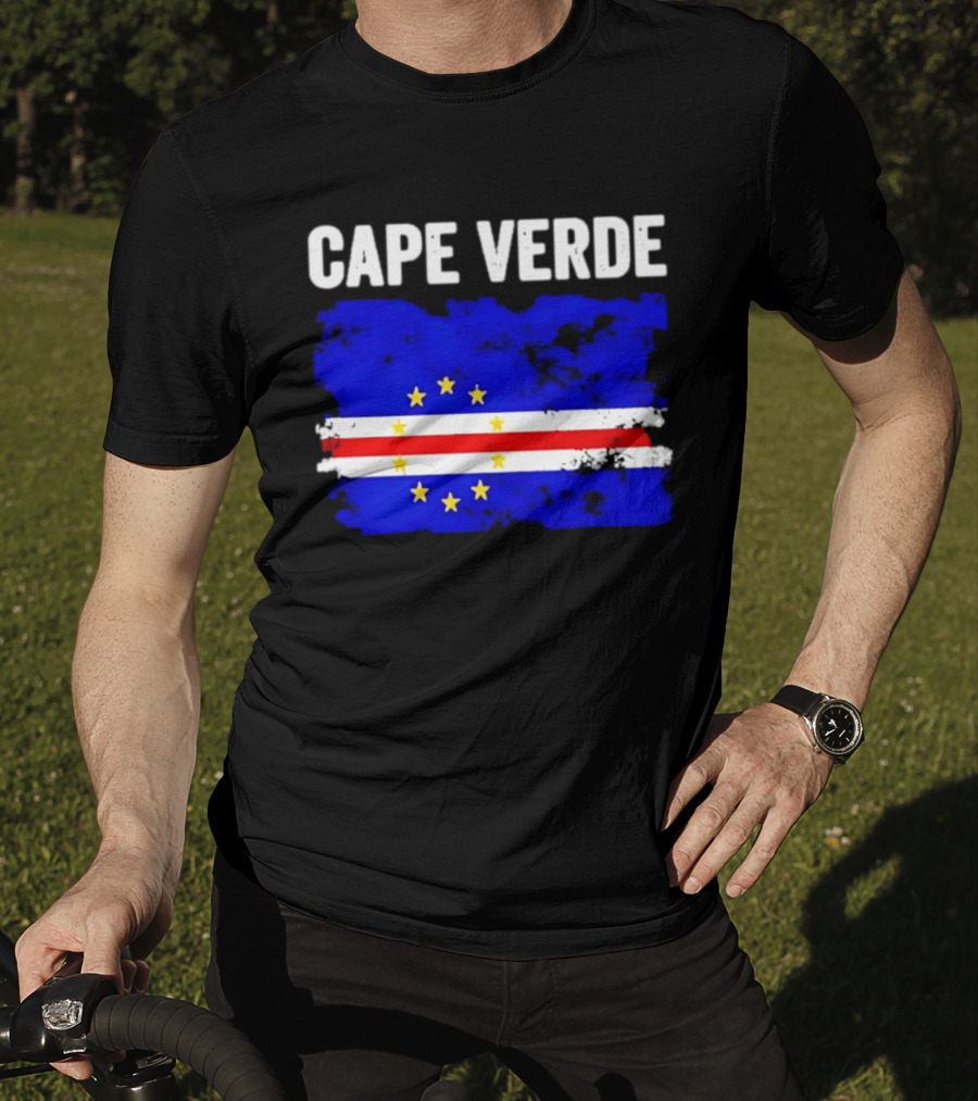 Cape Verde Distressed Flag Design Six Yellow Stars T-Shirt