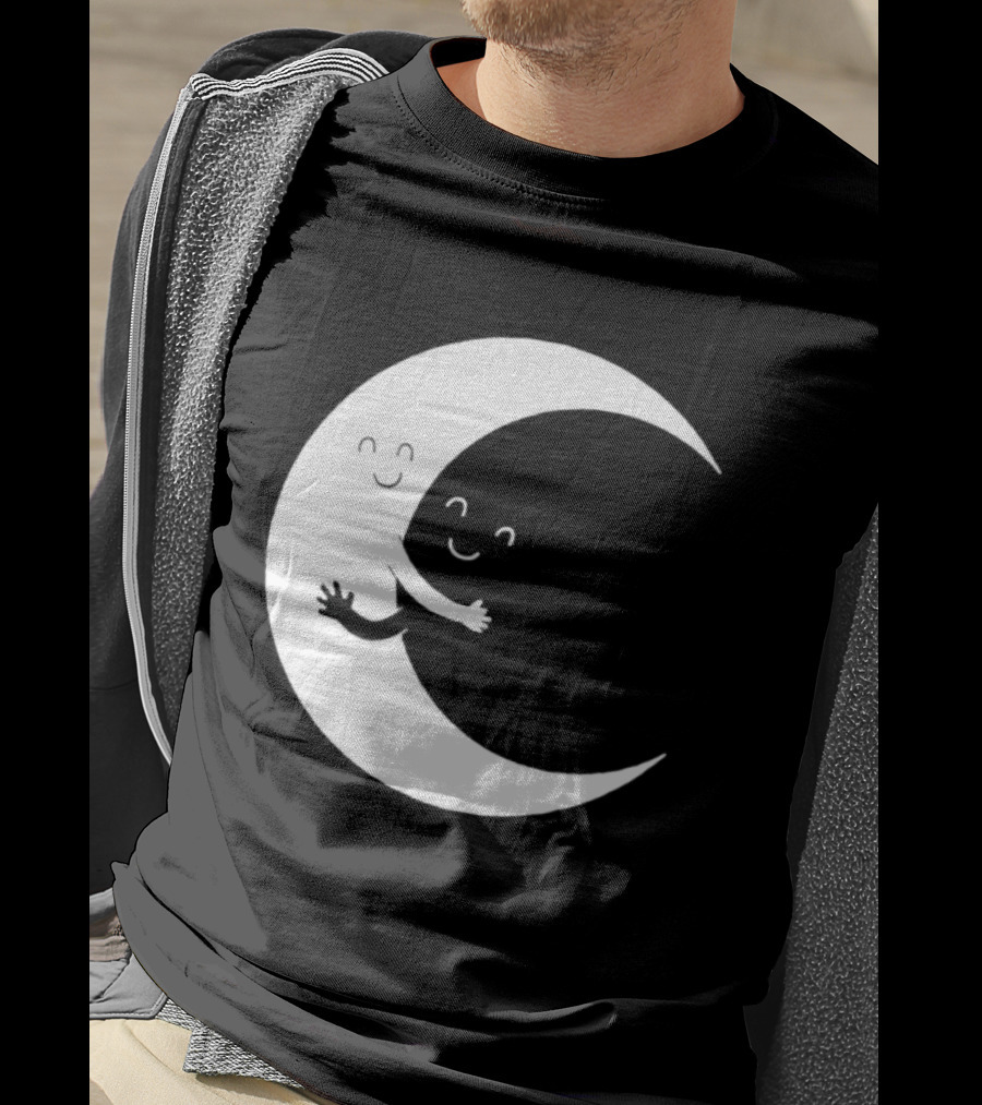 Celestial Hugging Moon Crescent Night Sky Space T-Shirt