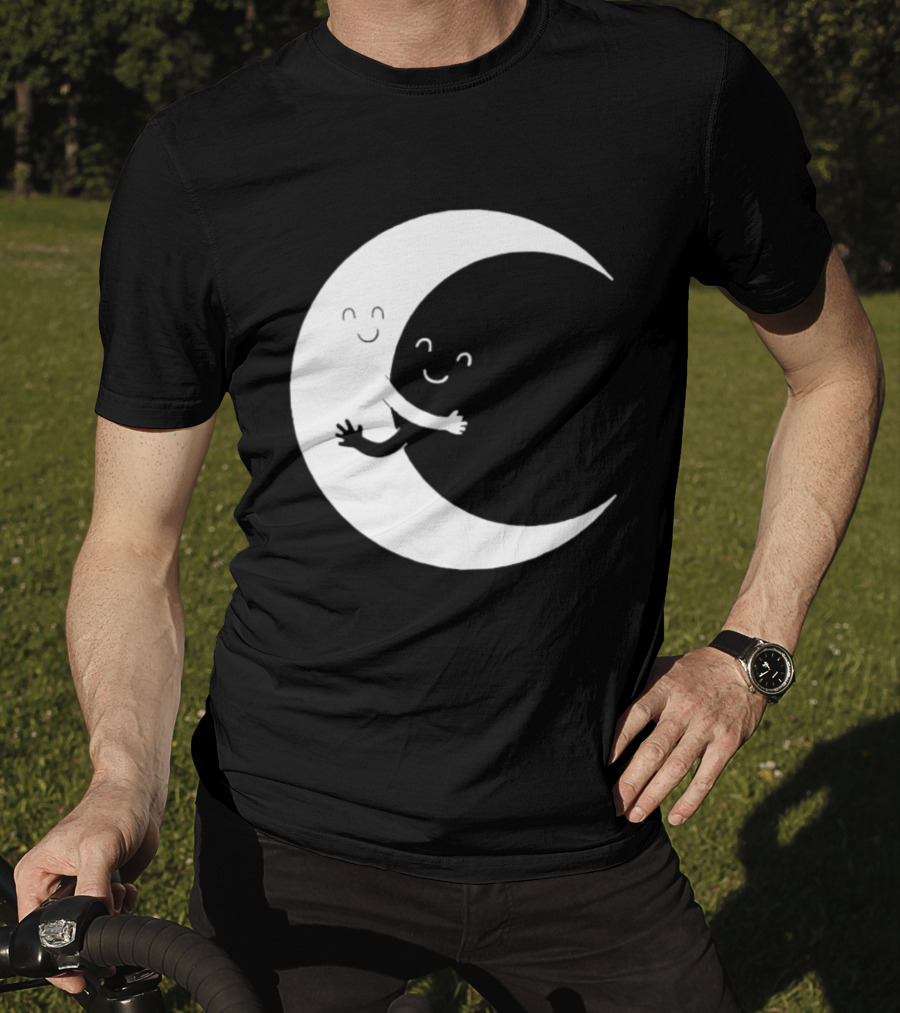 Celestial Hugging Moon Crescent Night Sky Space T-Shirt