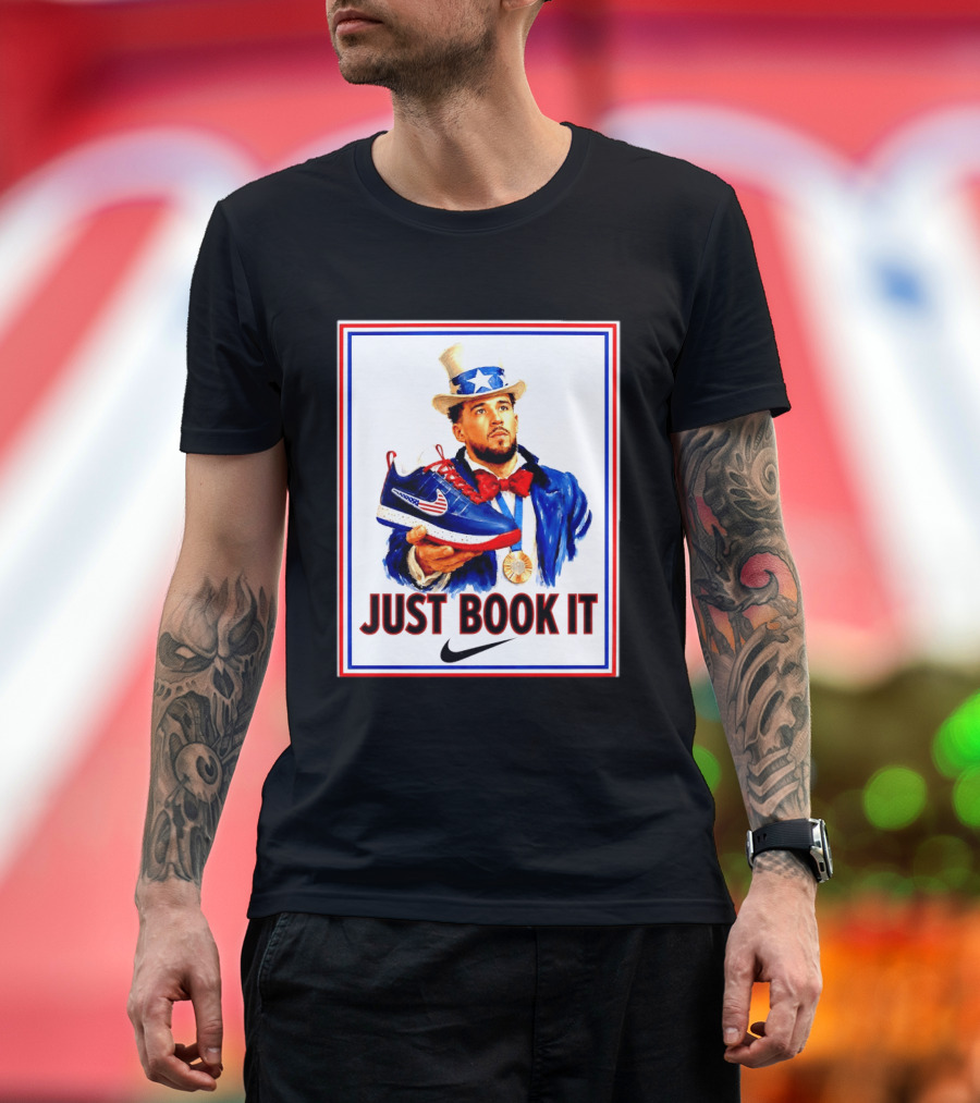 Just Book It Devin Booker Uncle Sam Gold Medal Nike Sneaker T-Shirt