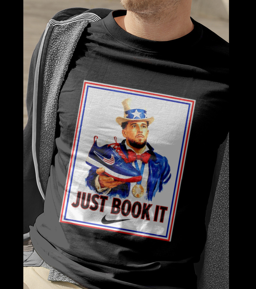 Just Book It Devin Booker Uncle Sam Gold Medal Nike Sneaker T-Shirt