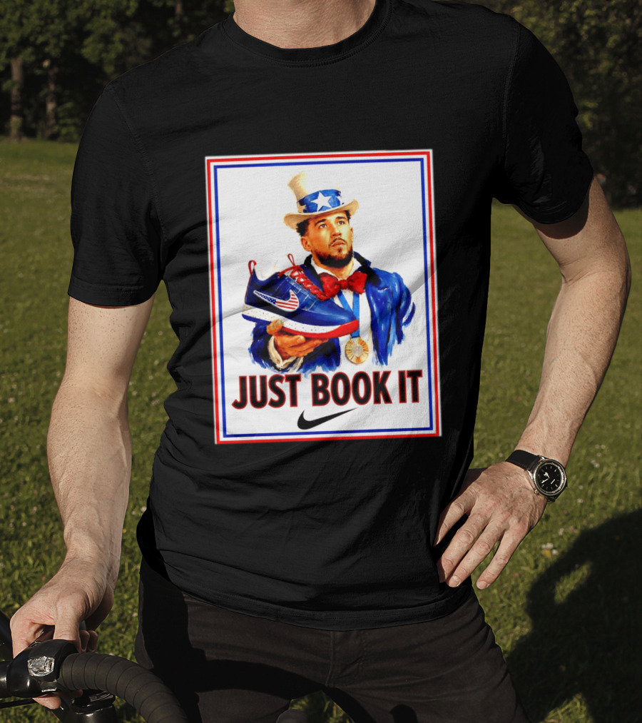 Just Book It Devin Booker Uncle Sam Gold Medal Nike Sneaker T-Shirt