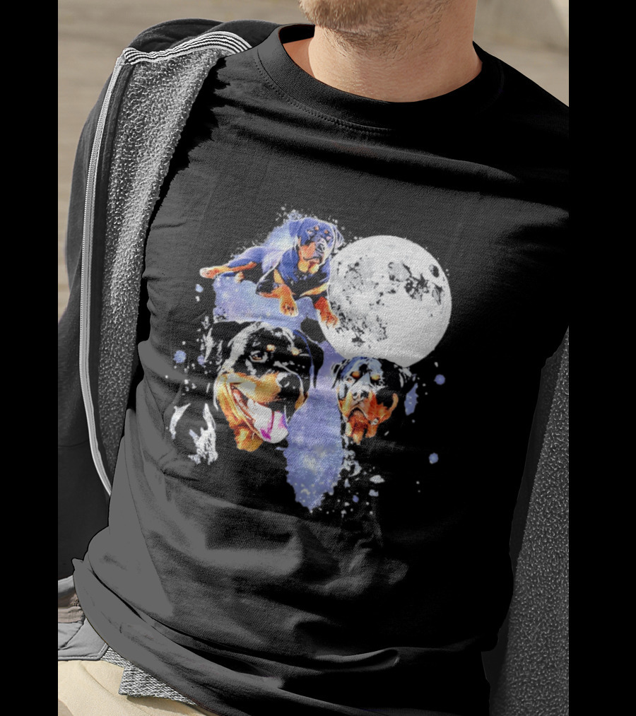 Rottweiler Galaxy Moon Space Celestial Dog Breed Lover Pet Owner Lunar Canine Adventure T-Shirt