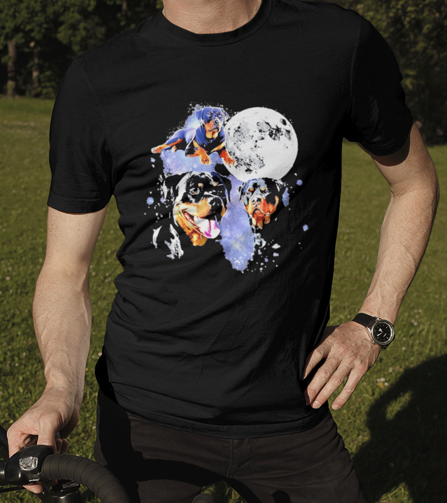 Rottweiler Galaxy Moon Space Celestial Dog Breed Lover Pet Owner Lunar Canine Adventure T-Shirt