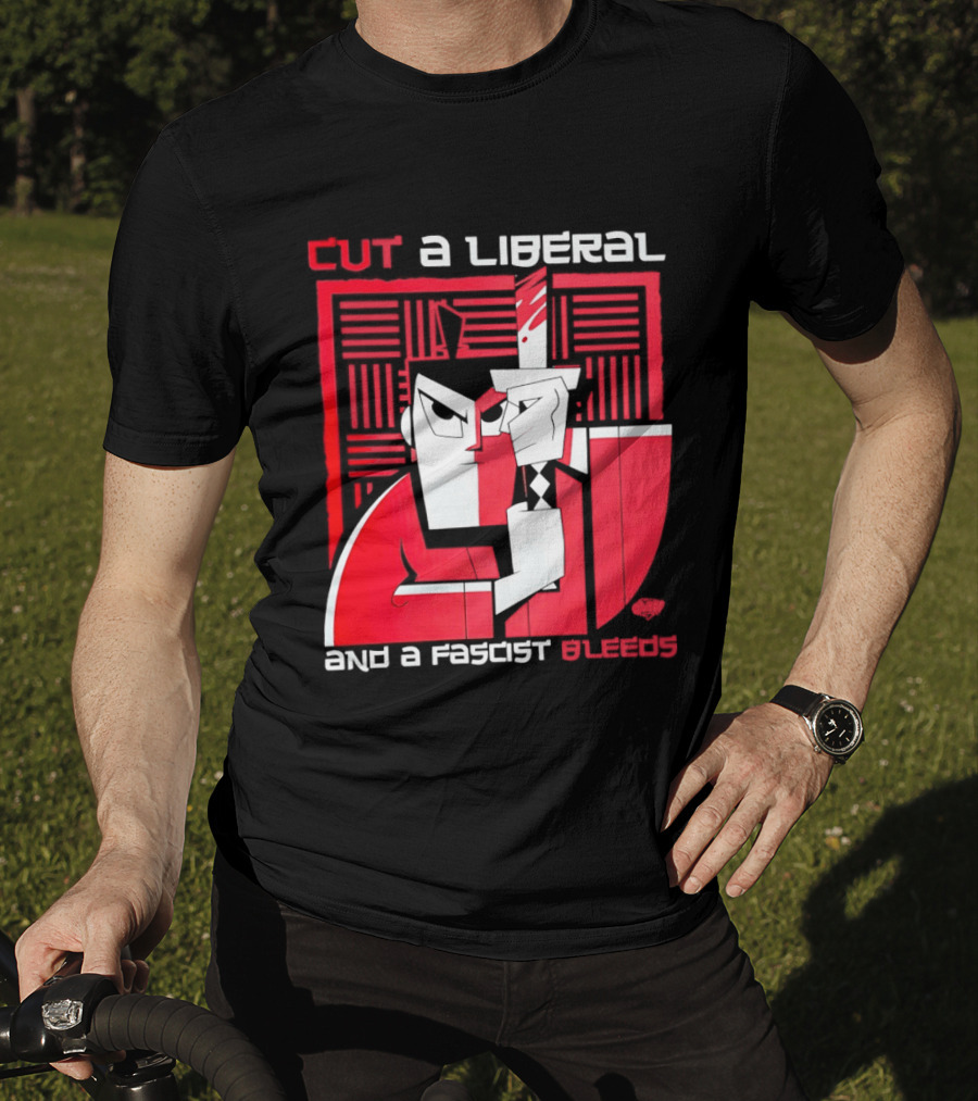Samurai Jack Cut A Liberal And A Fascist Bleeds Political Art Image T-Shirt