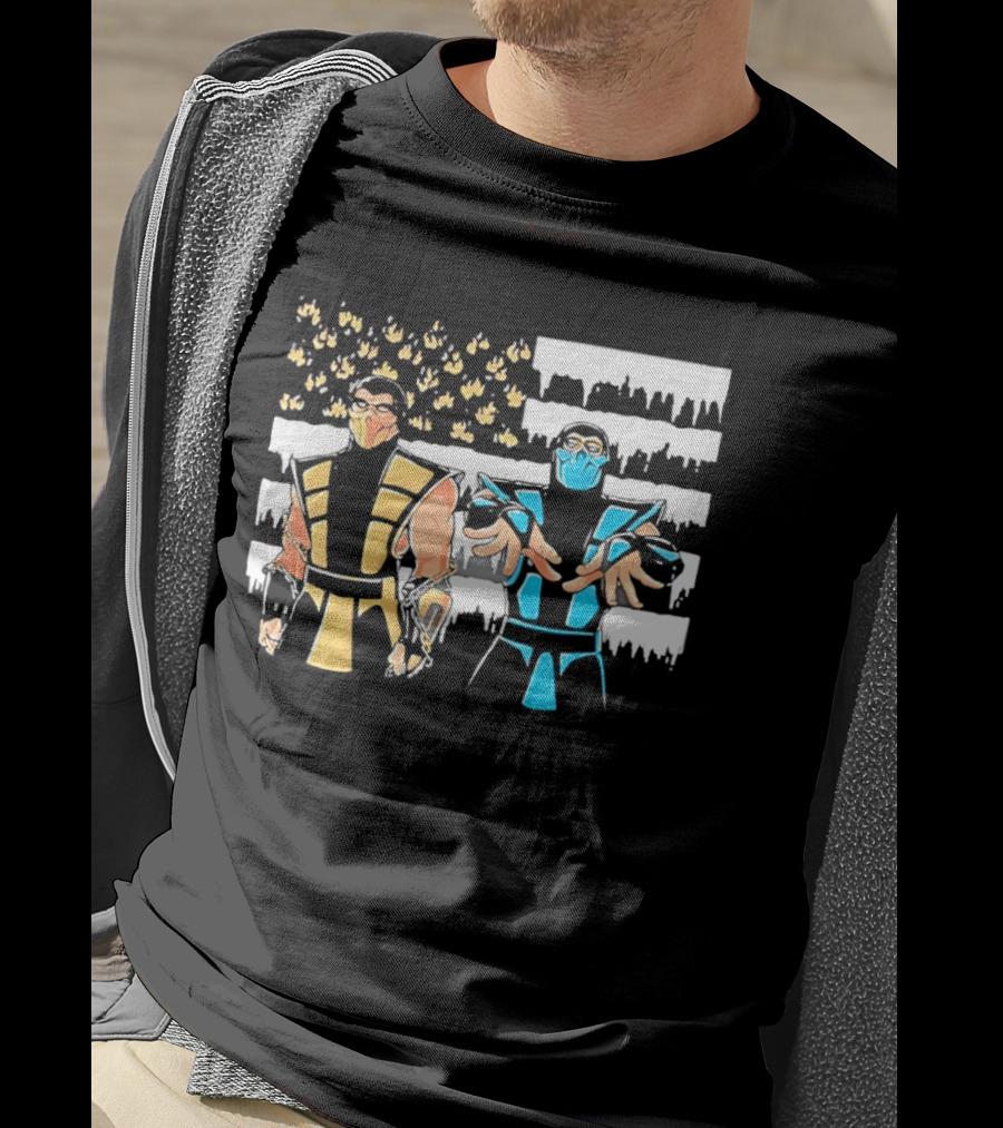 Mortal Kombat Scorpion Sub Zero Fire Ice American Flag T-Shirt