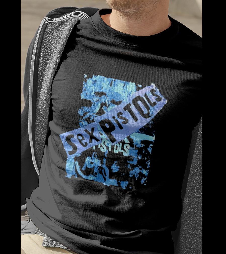 Sex Pistols Distressed Blue Photo Collage T-Shirt