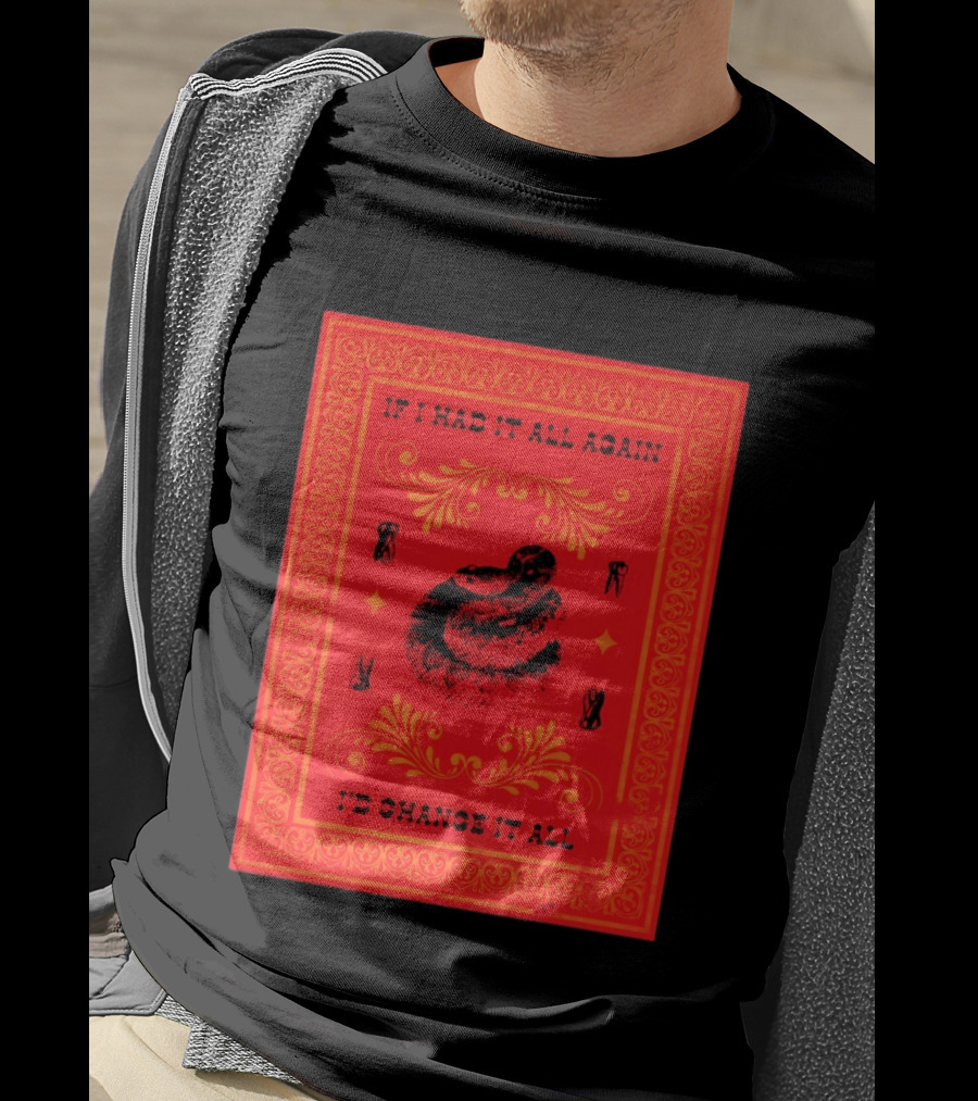 If I Had It All Again I'd Change It All Rattlesnake Western Red Bandana T-Shirt