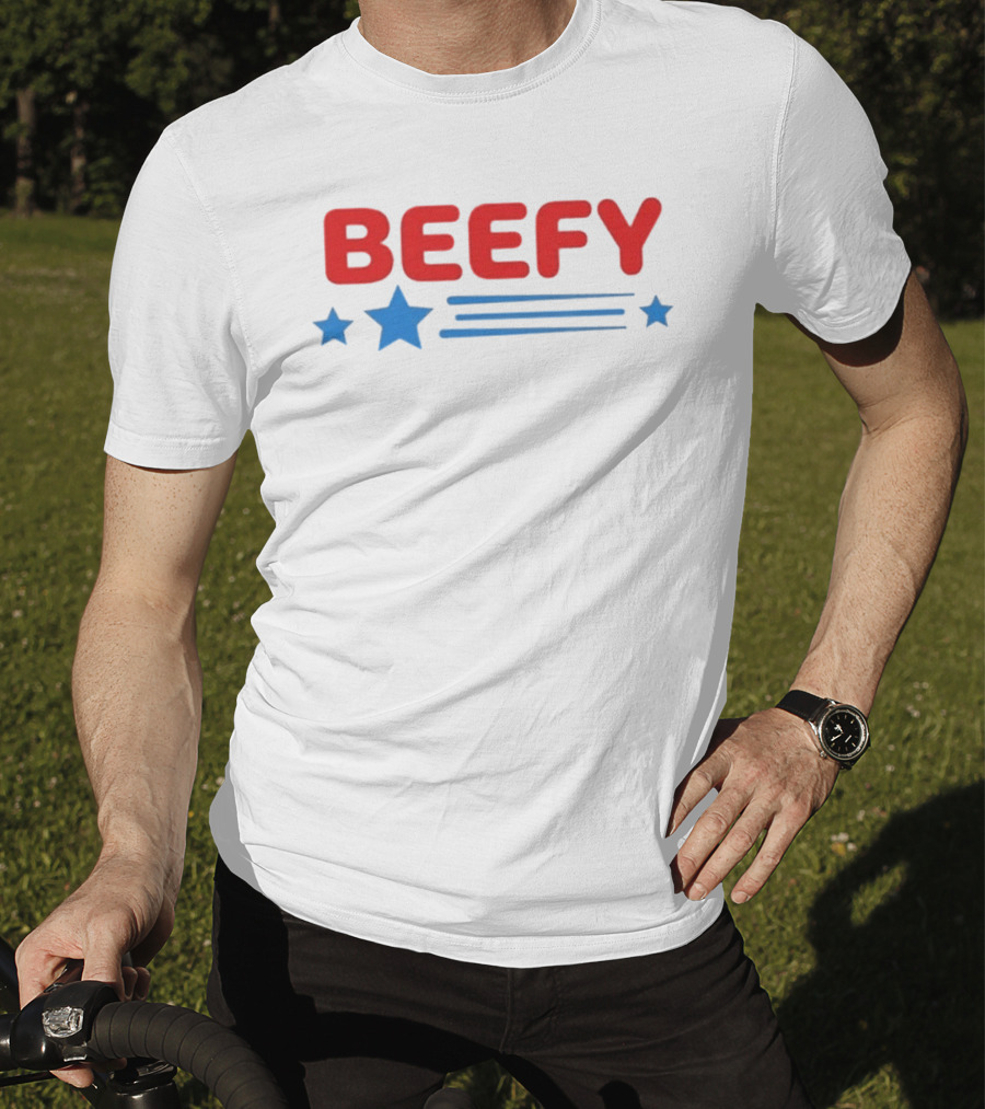 Beefy Star Gay Blue Stars Red T-Shirt
