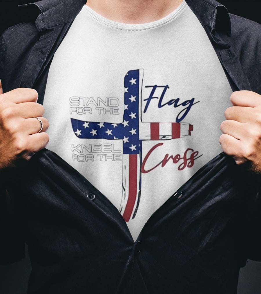 Stand For The Flag Kneel For The Cross USA Flag T-Shirt