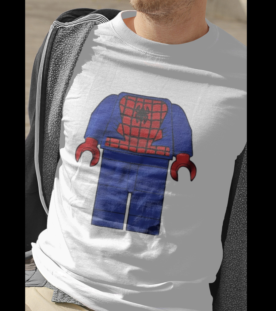 Lego Spider Man Minifigure Marvel Super Hero Iconic Costume Red And Blue Suit T-Shirt