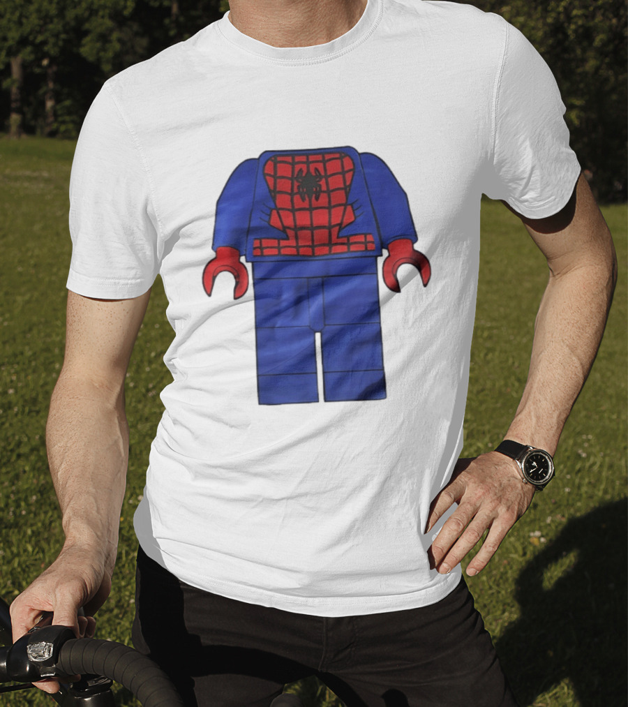 Lego Spider Man Minifigure Marvel Super Hero Iconic Costume Red And Blue Suit T-Shirt