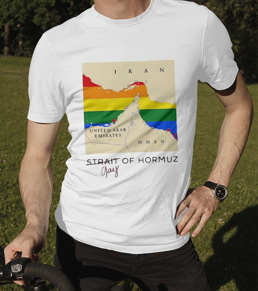 Strait Of Hormuz Map Pride Rainbow Gay Wordplay Pun T-Shirt