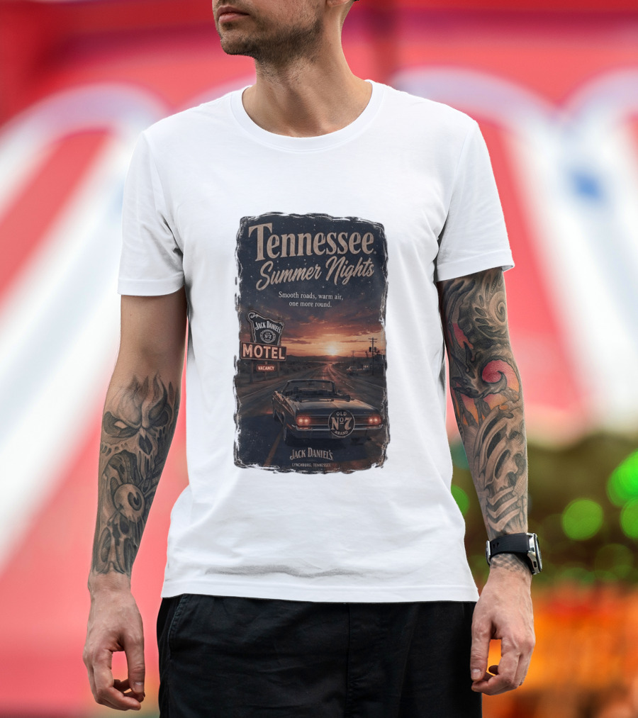 Tennessee Summer Nights Jack Daniel's Motel Smooth Roads Warm Air Old No. 7 Lynchburg T-Shirt
