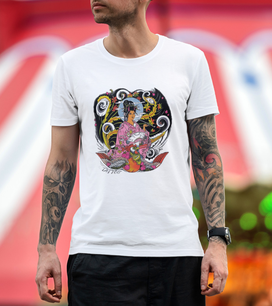 Geisha Tattoo Japanese Traditional Phoenix Kimono T-Shirt