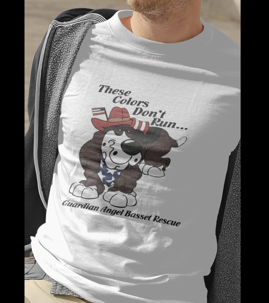 These Colors Don't Run Guardian Angel Basset Rescue Patriotic Dog Breed Cowboy Hat And Bandana T-Shirt
