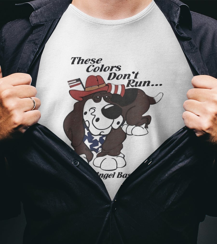 These Colors Don't Run Guardian Angel Basset Rescue Patriotic Dog Breed Cowboy Hat And Bandana T-Shirt