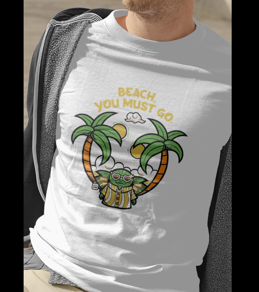 Grogu Hawaiian Outfit Beach You Must Go Palm Trees Sunglasses T-Shirt