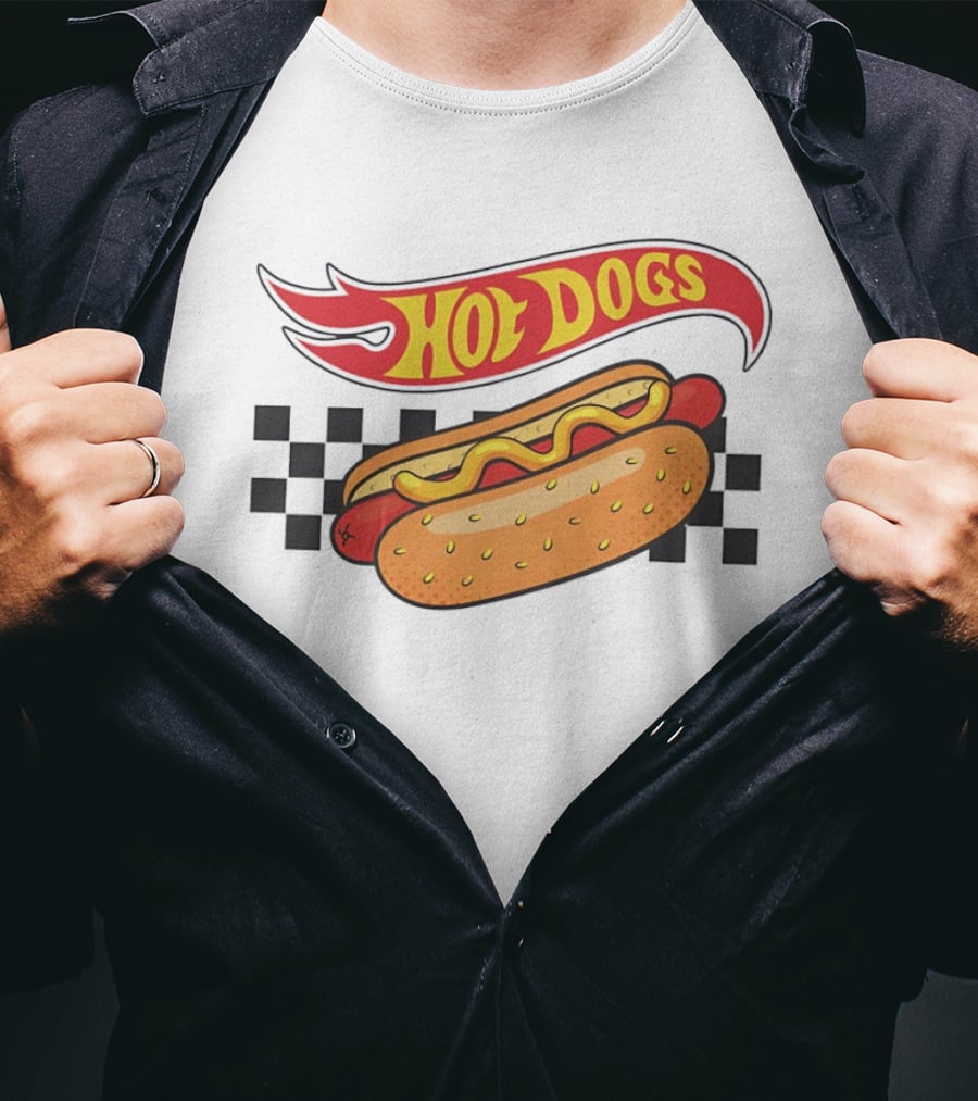 Hot Dogs Checkerboard Flame And Bun T-Shirt