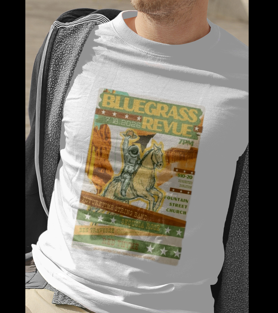 Bluegrass Revue Grand Rapids MI July 18 2026 Futuretime String Band Sequoia Rose Red Thyme T-Shirt