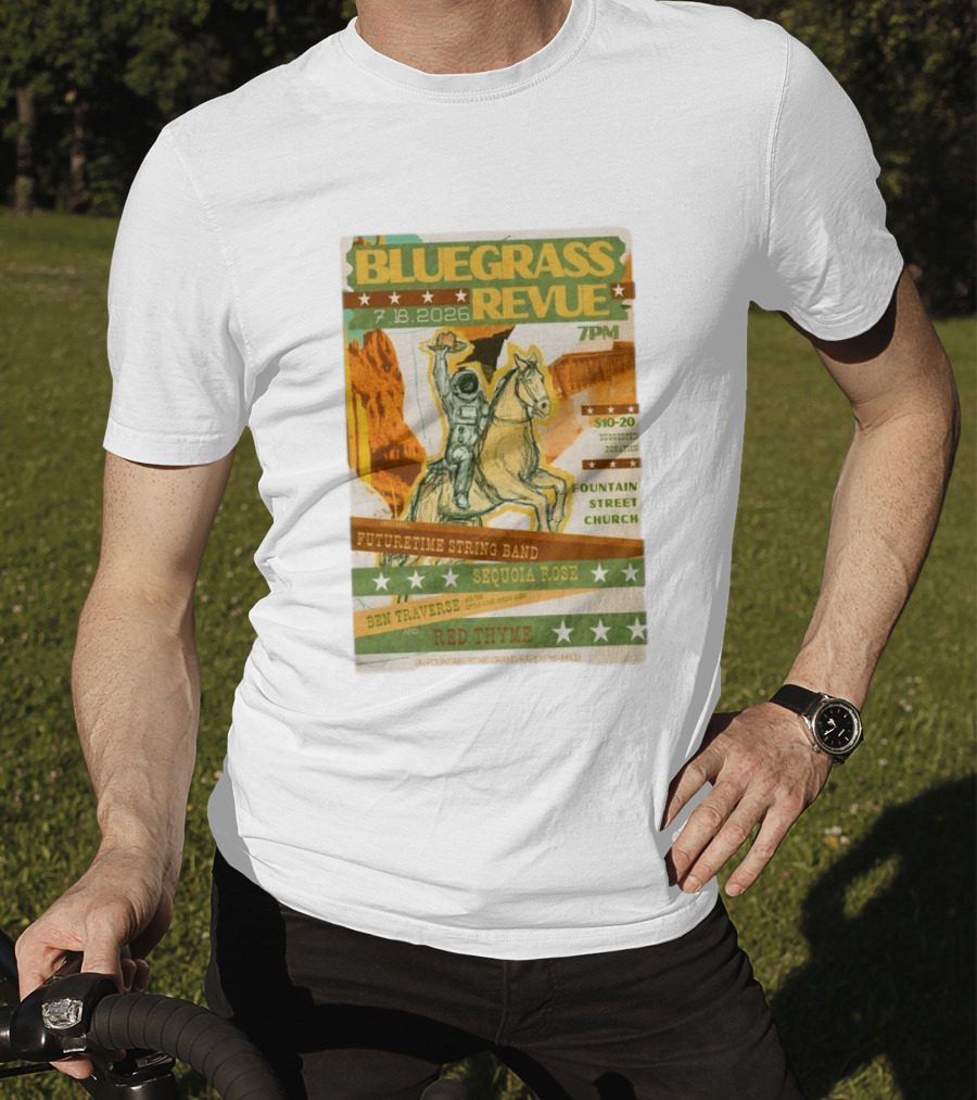 Bluegrass Revue Grand Rapids MI July 18 2026 Futuretime String Band Sequoia Rose Red Thyme T-Shirt