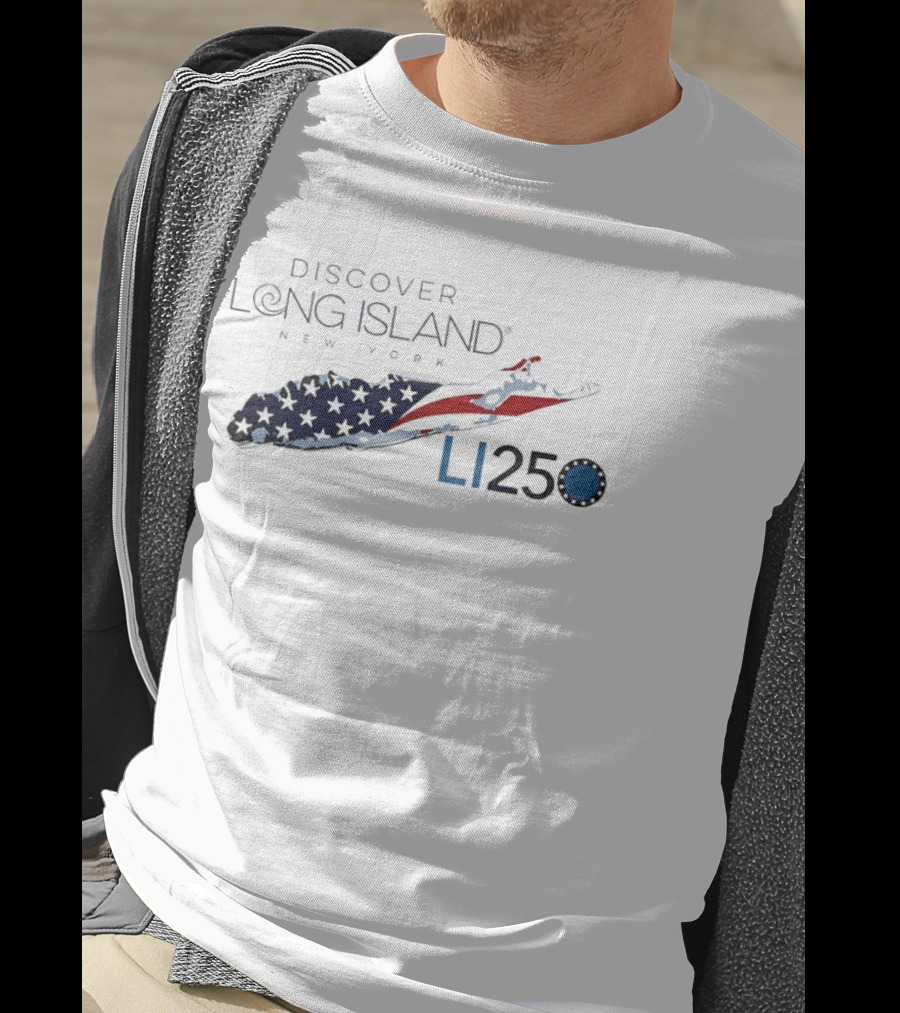 Discover Long Island New York LI250 American Flag Map T-Shirt