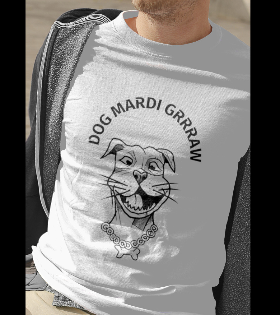 Dog Mardi Grrraw Celebratory Canine With Beads T-Shirt