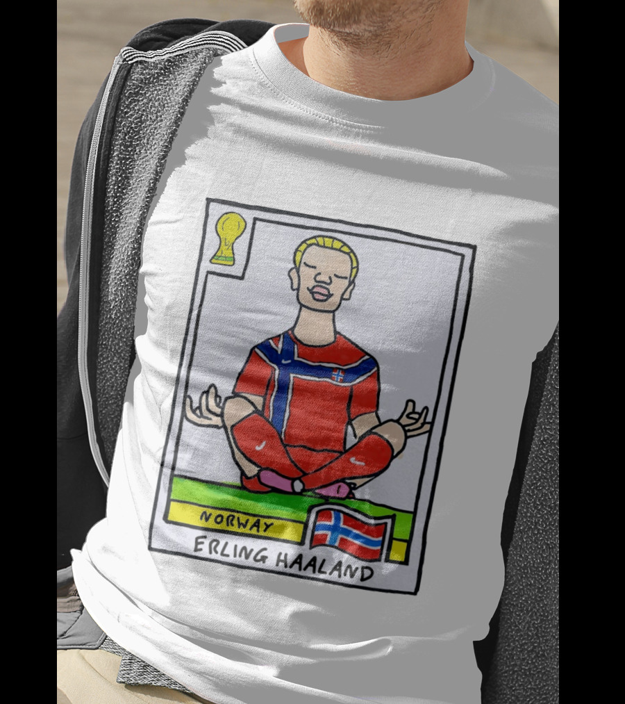 Erling Haaland Norway Soccer Meditation Cartoon Norway Flag T-Shirt