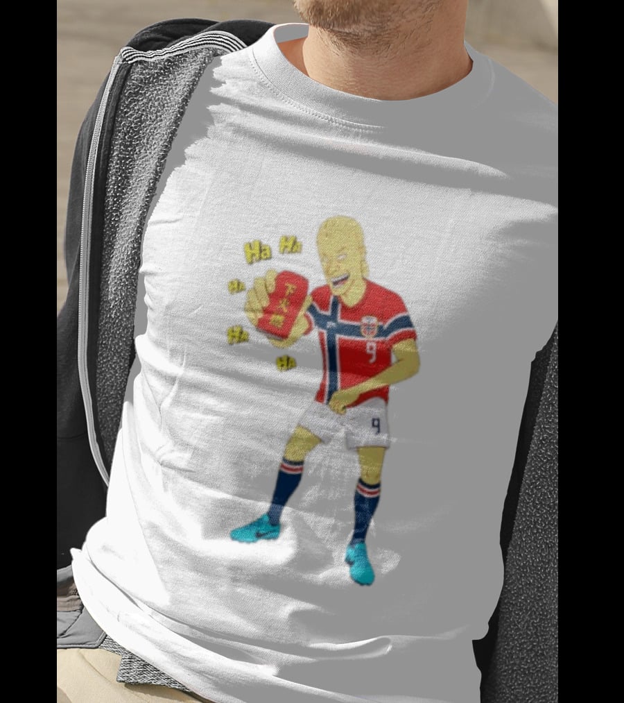 Erling Haaland Norway No 9 Laughing Cartoon Style Bootleg T-Shirt
