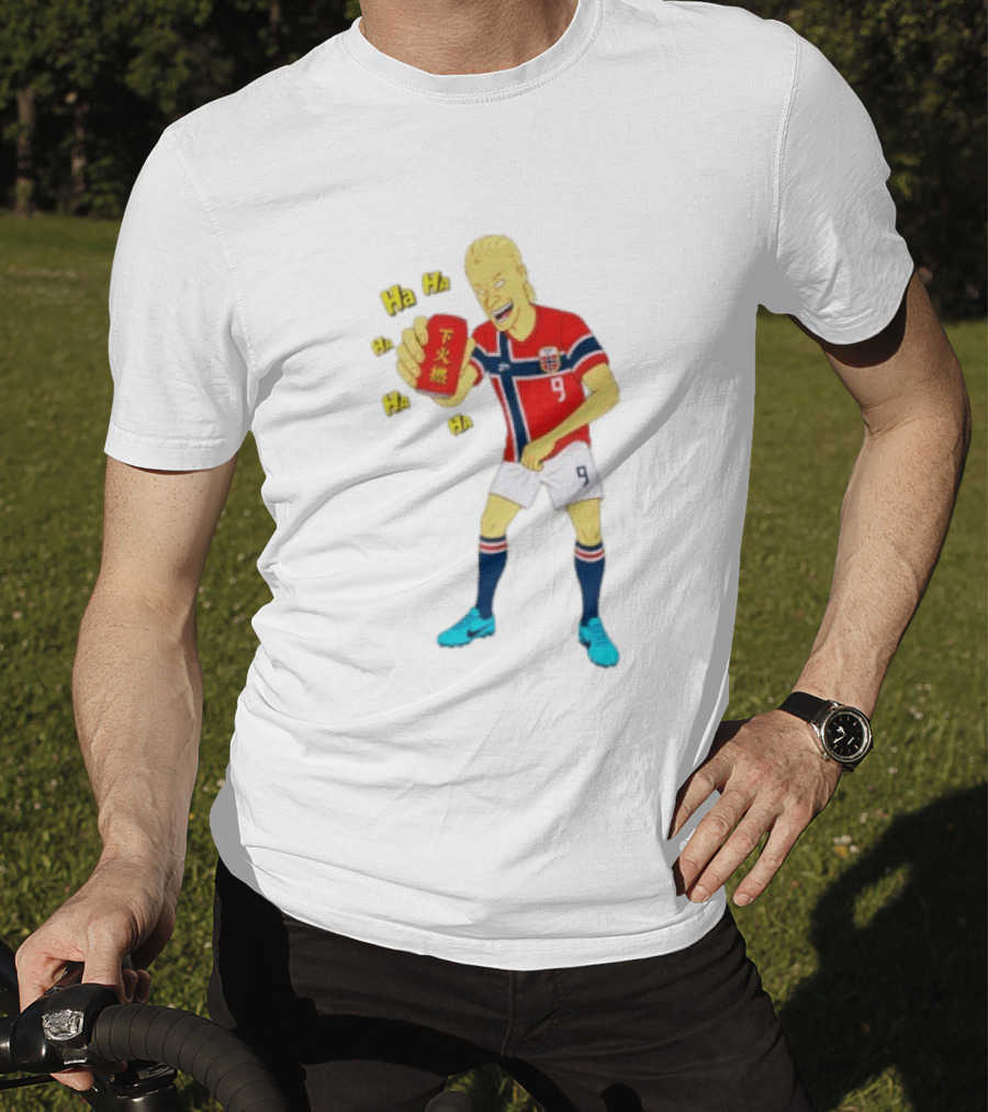 Erling Haaland Norway No 9 Laughing Cartoon Style Bootleg T-Shirt
