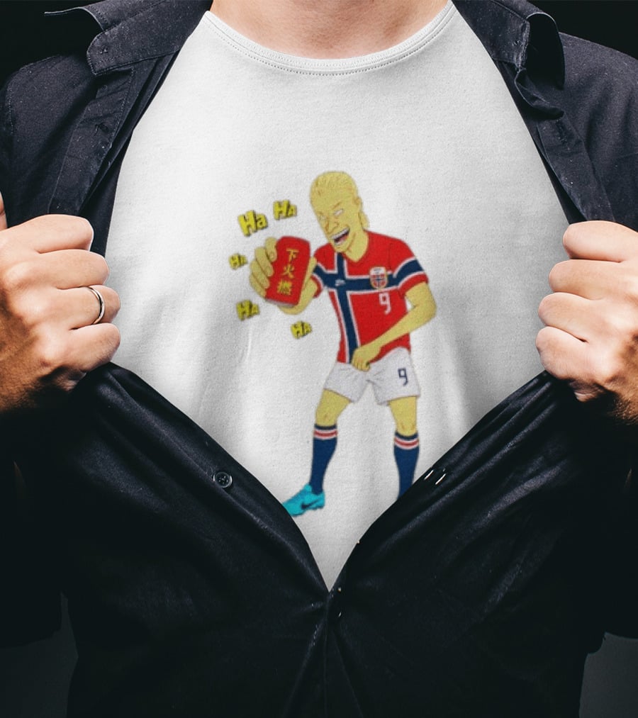 Erling Haaland Norway No 9 Laughing Cartoon Style Bootleg T-Shirt