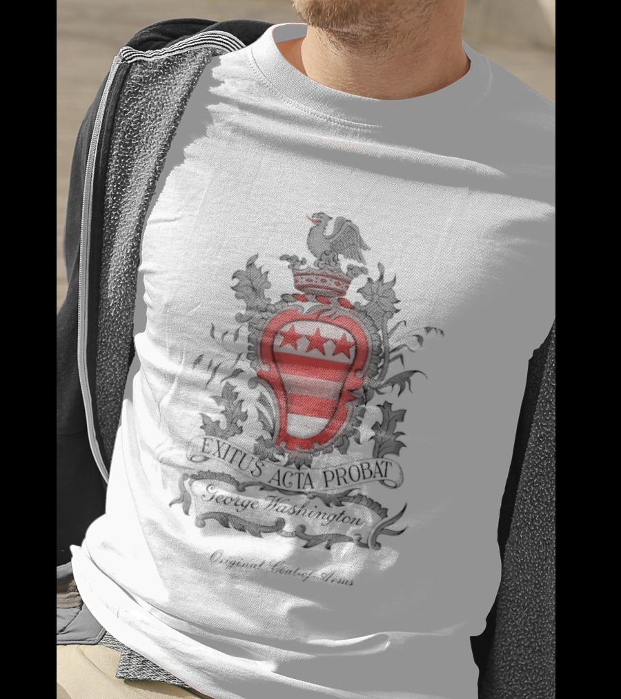 George Washington Exitus Acta Probat Coat Of Arms Crest With Original Washington Signature T-Shirt