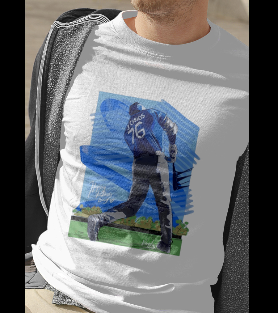 Carlos 76 Happy Fathers Day Baseball Player Sports T-Shirt