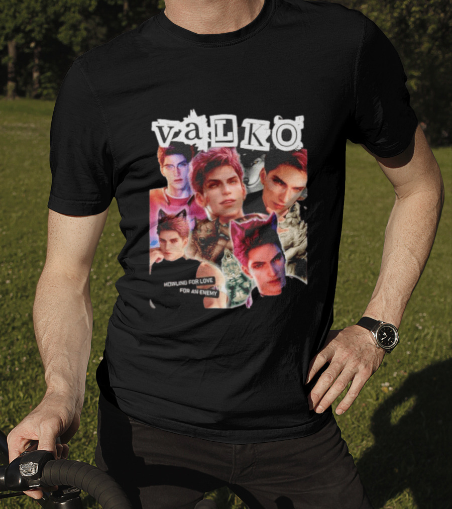 Valko Howling For Love For An Enemy Collage Wild Wolf Aesthetic T-Shirt