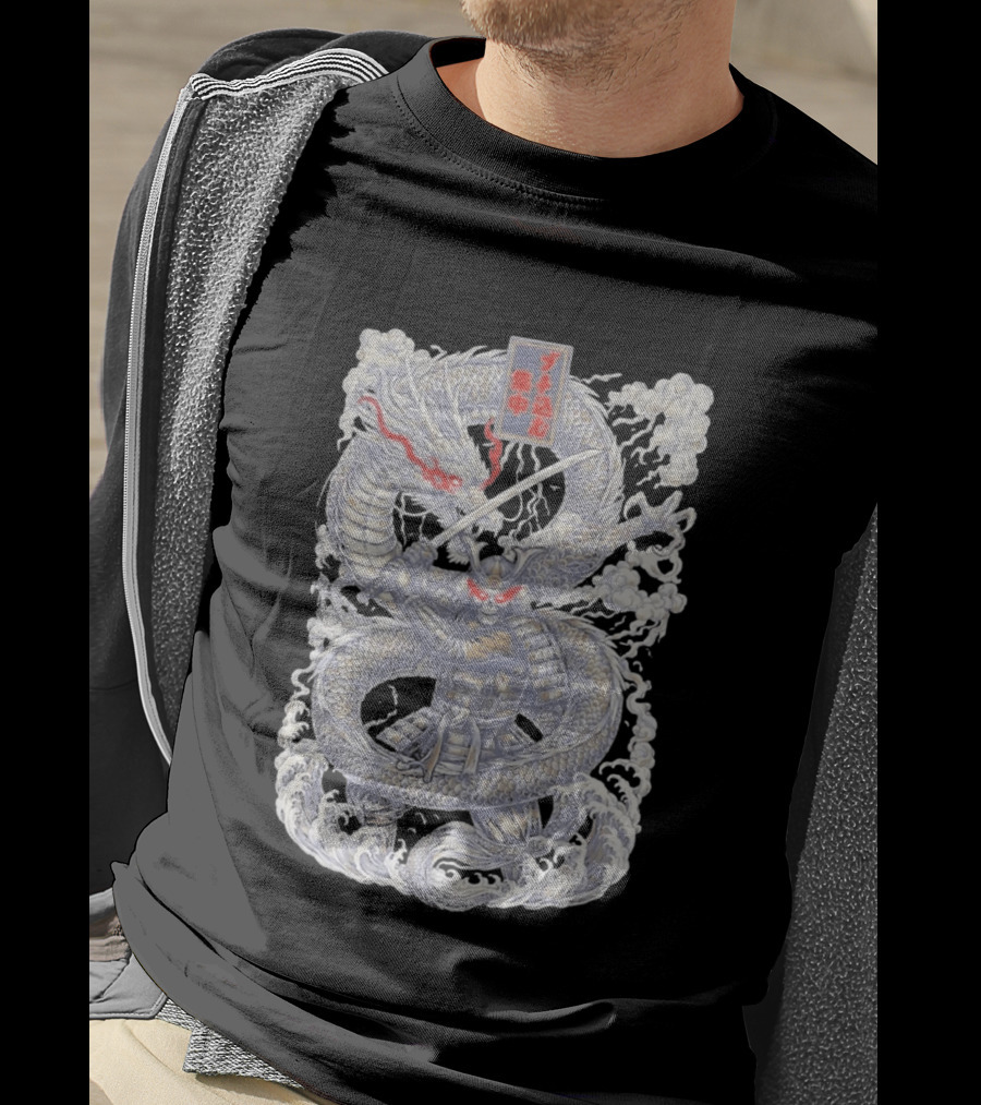 Zero Foxtrot Focused Fury Samurai Dragon Japanese Kanji T-Shirt