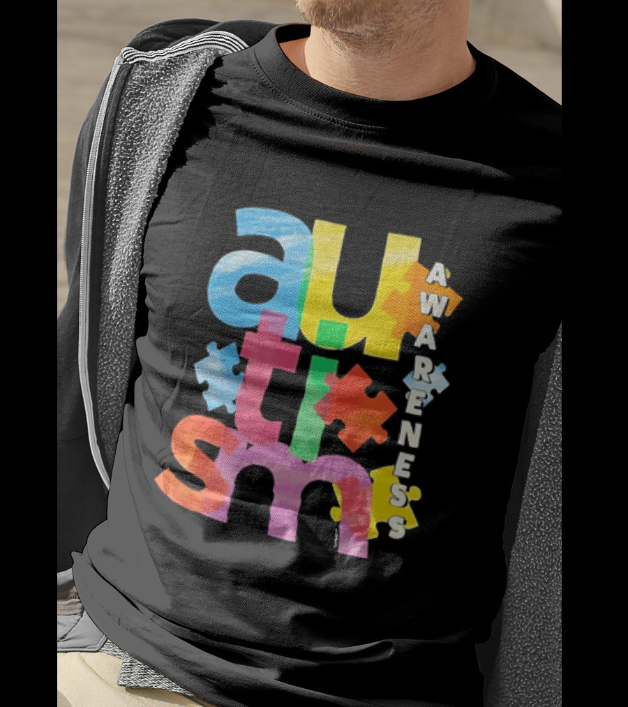 Autism Awareness Puzzle Colorful Letters And Pieces T-Shirt