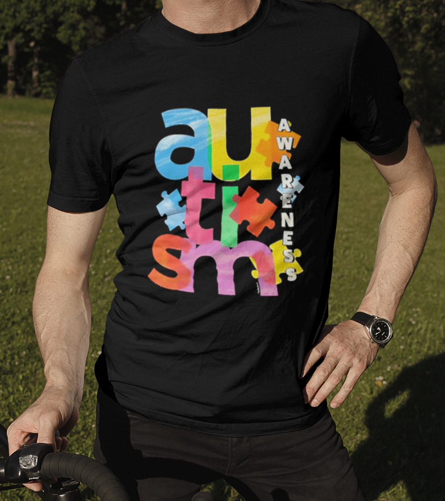 Autism Awareness Puzzle Colorful Letters And Pieces T-Shirt