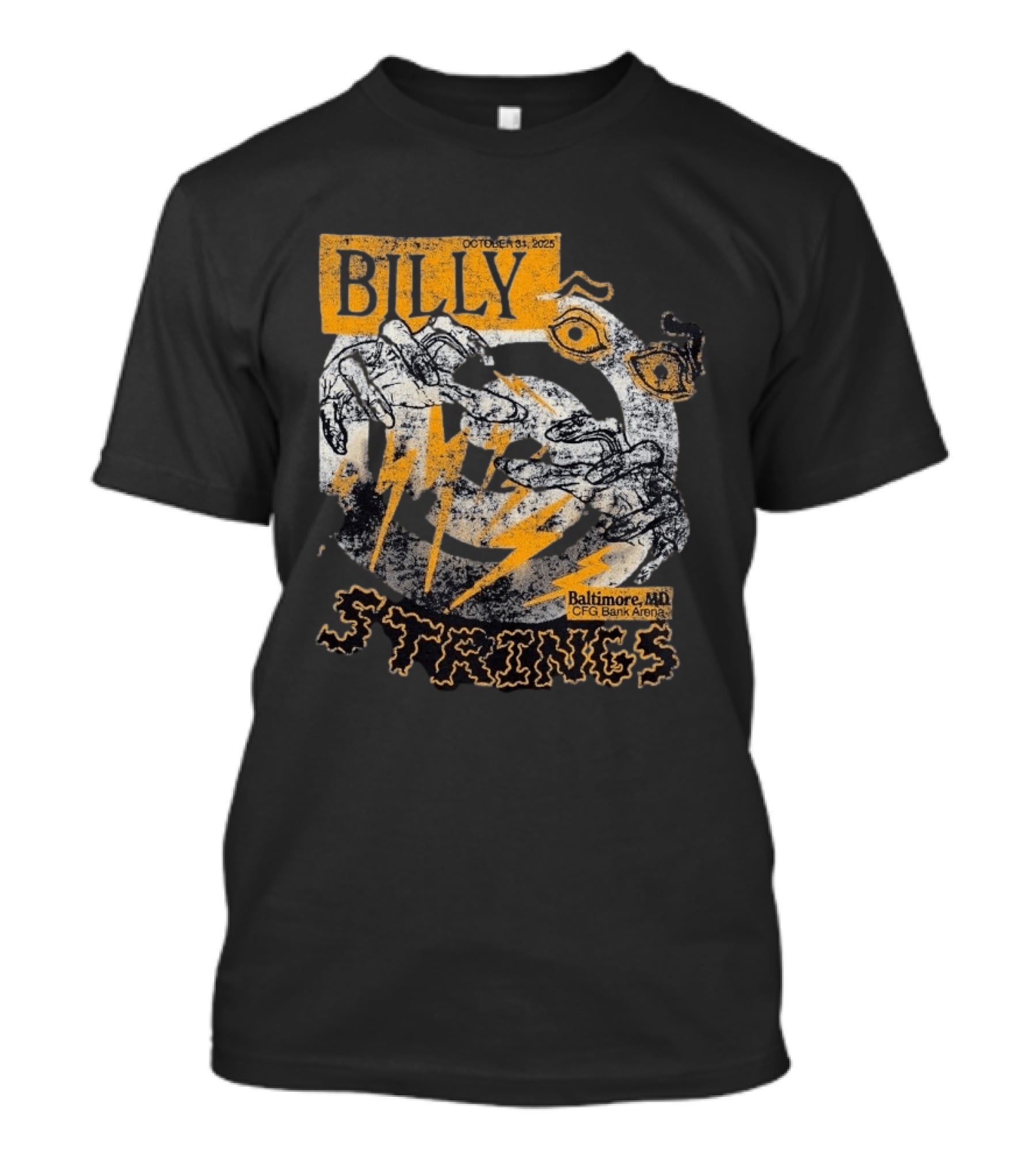 Billy Strings October 31 2023 Baltimore MD CFG Bank Arena Spooky Lightning And Hands T-Shirt