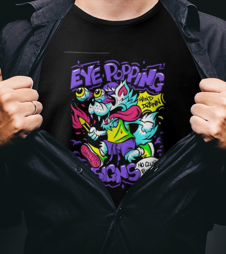 Eye Popping Wolf Hand Drawn No Club Running Club T-Shirt