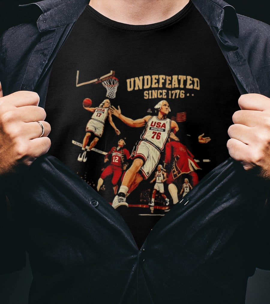 Undefeated Since 1776 George Washington USA Basketball American Revolutionary T-Shirt